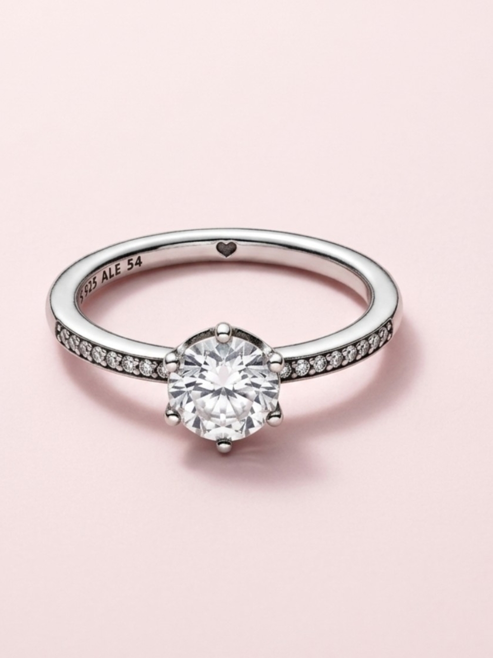 Pandora Sparkling Solitaire Ring Sterling Silver Ring Size 7